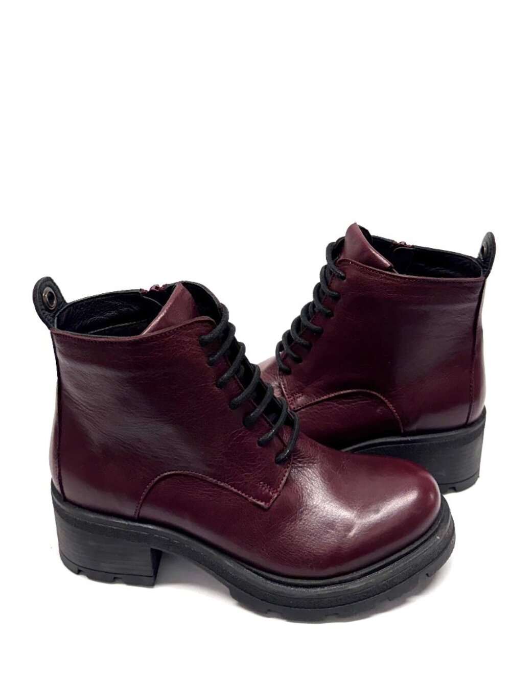 MIZ MOOZ SOFT LEATHER LACE UP BOOTS SIDE ZIP WHISKEY 37EU / 7US NEW B - 08